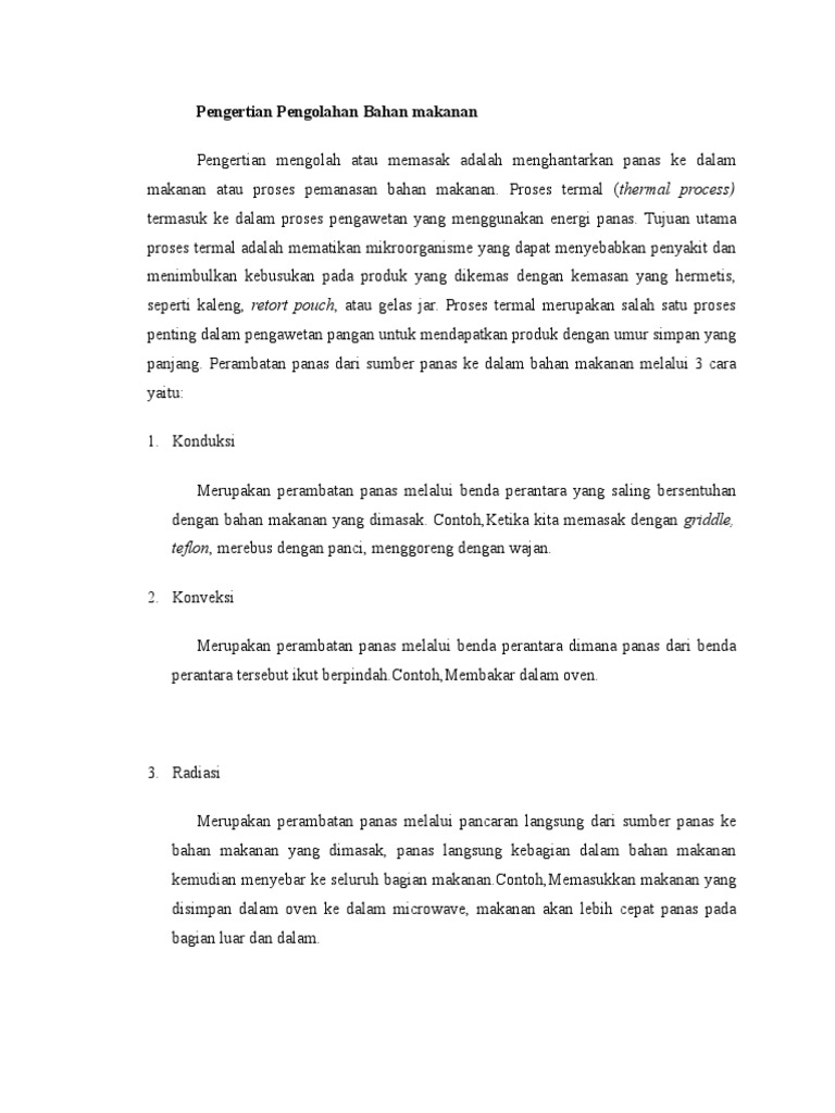 Pengertian Pengolahan Bahan Makanan Pdf