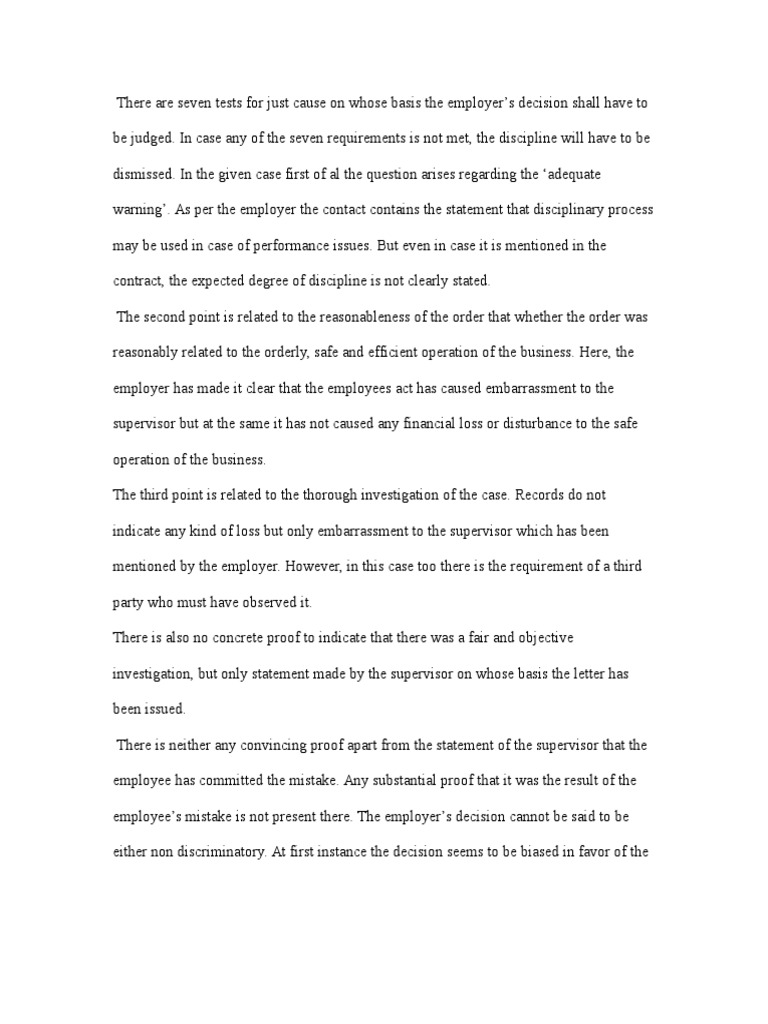 Just Cause.. PDF Employment Common Law