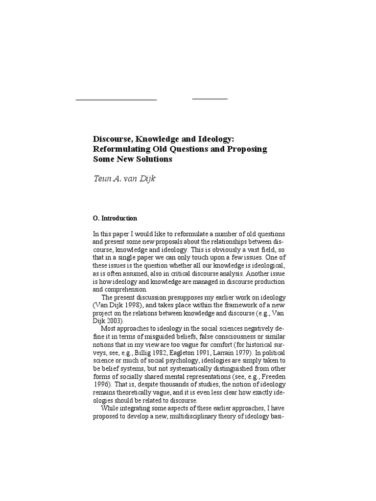 Discourse, Knowledge and Ideology.pdf Ideologies Epistemology