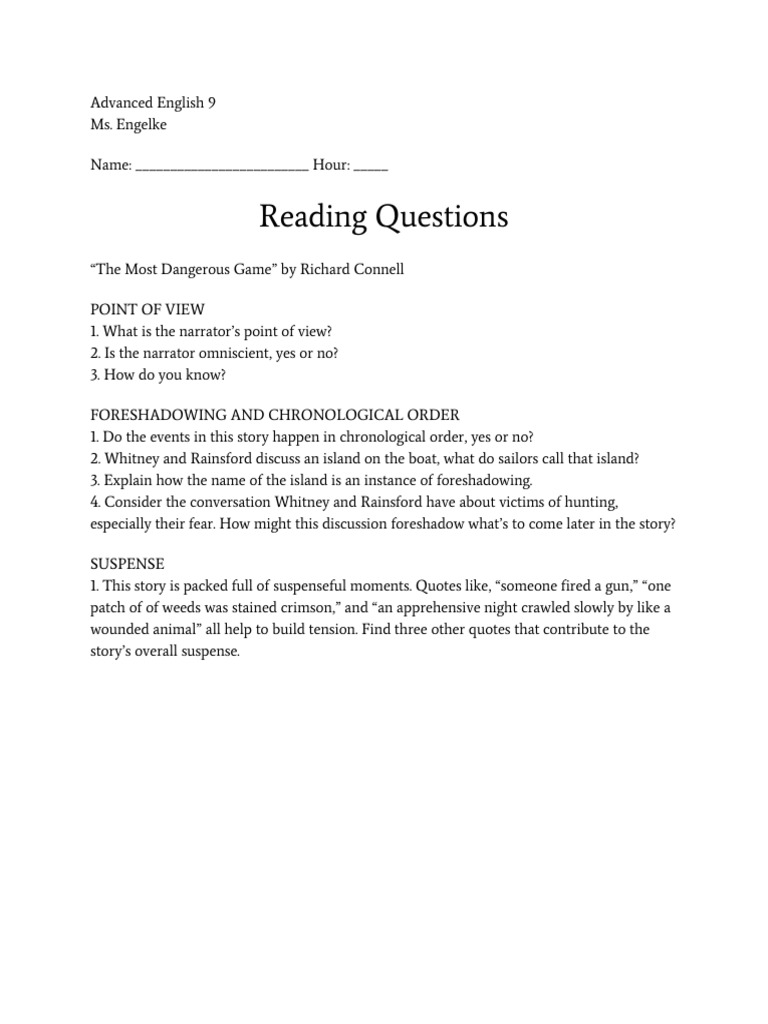 Reading Questions | PDF | General Fiction