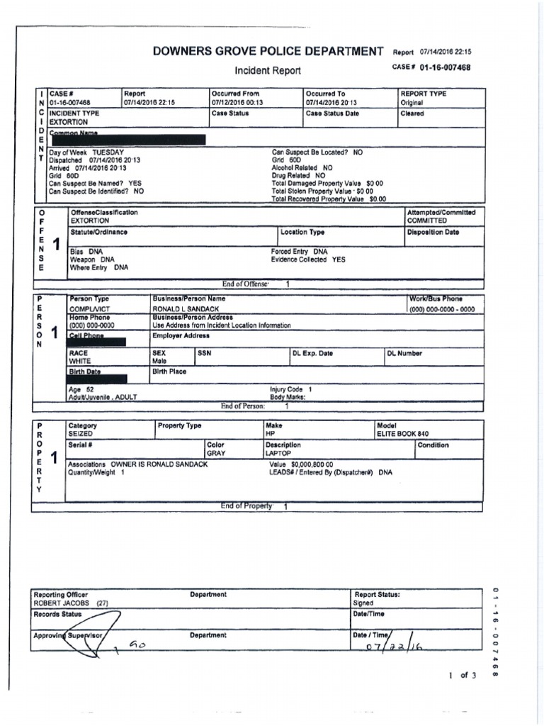 Downers Grove Police Report | PDF