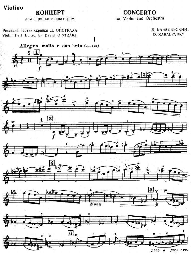 Kabalevsky violin concerto solo part
