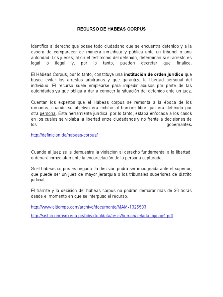 Recurso de Habeas Corpus | PDF | Habeas corpus | Juez