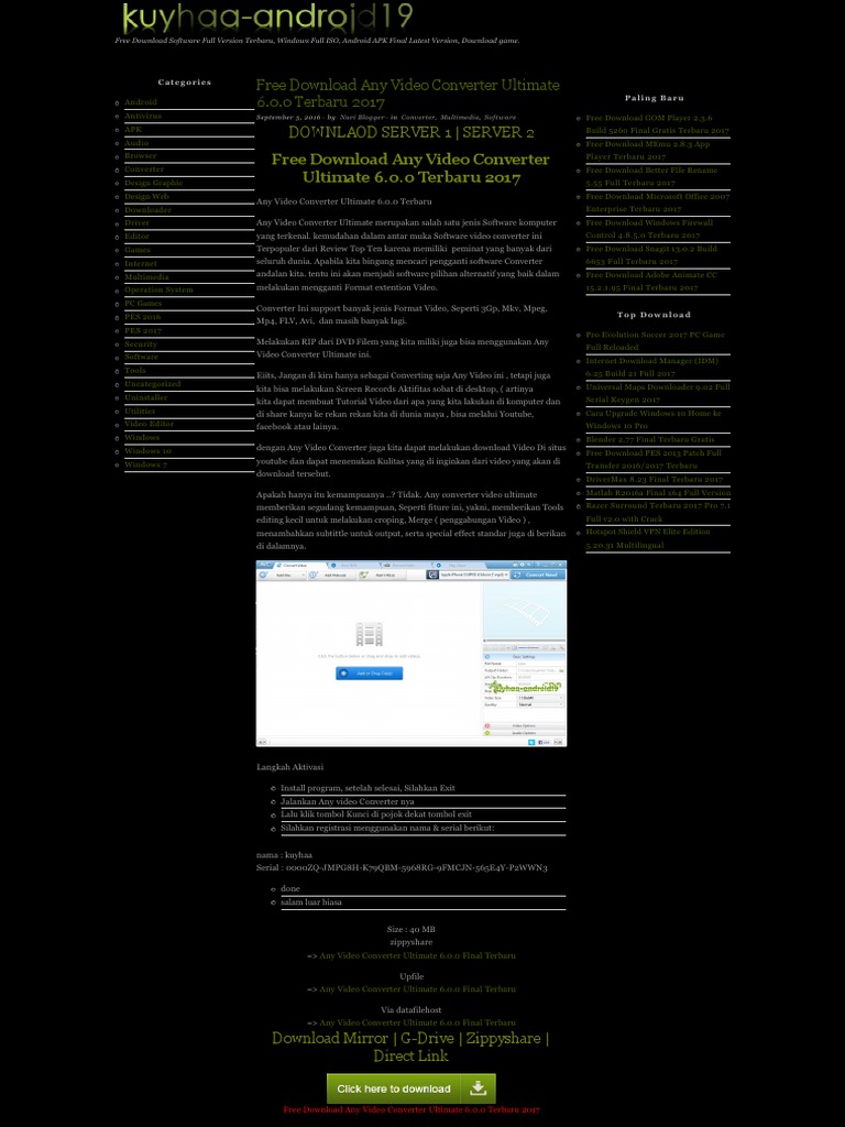 Free Download Any Video Converter Ultimate 6.0.0 Terbaru 2017 KuyhAa