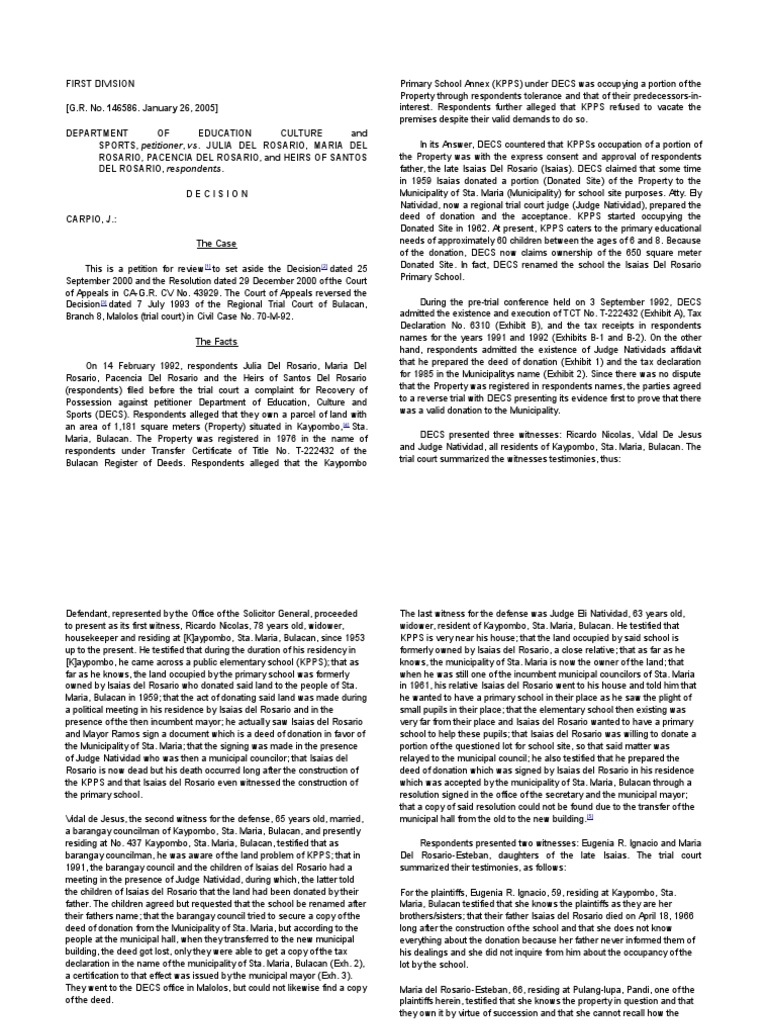 DEPARTMENT OF EDUCATION CULTURE and SPORTS, petitioner, vs. JULIA DEL