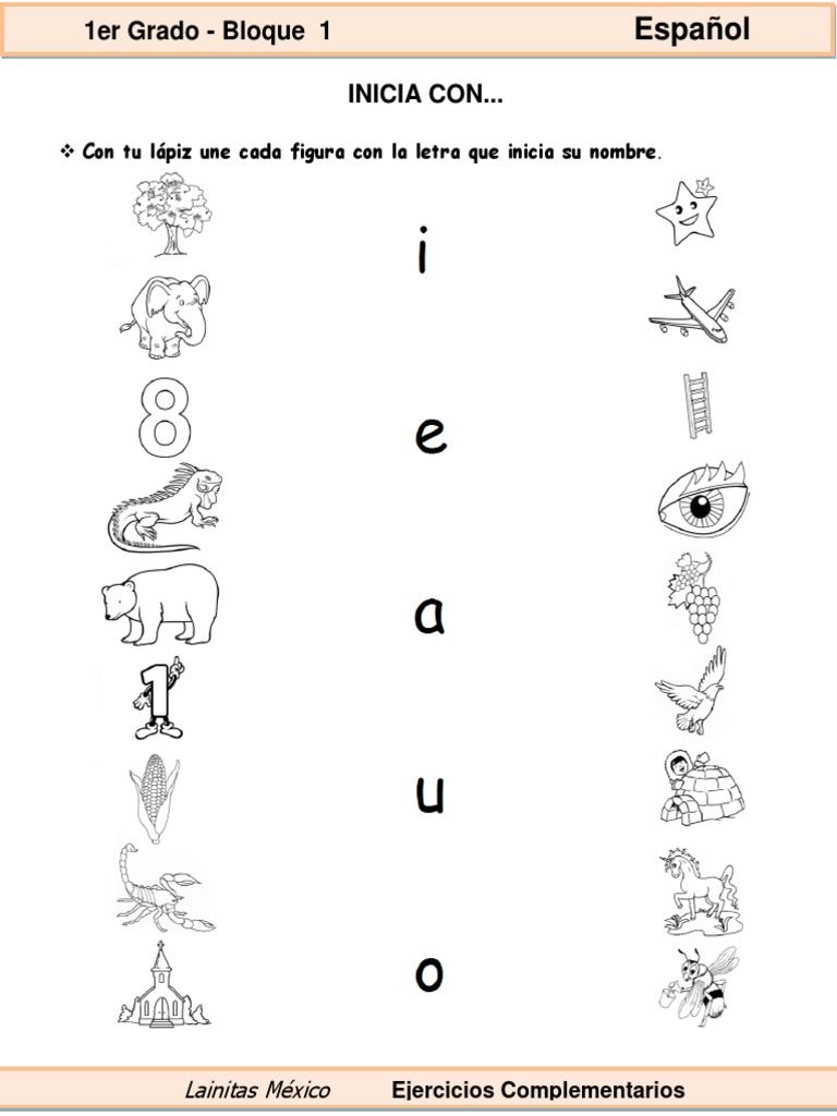 Ejercicios de Lengua para Primer Grado | PDF | Artes del Lenguaje y ...