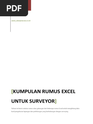 Kumpulan Rumus Excel Untuk Surveyor