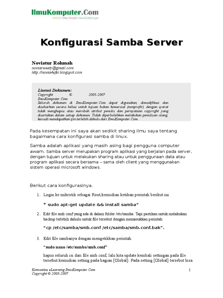 Konfigurasi Samba Server | PDF | Seni | Teknologi & Rekayasa