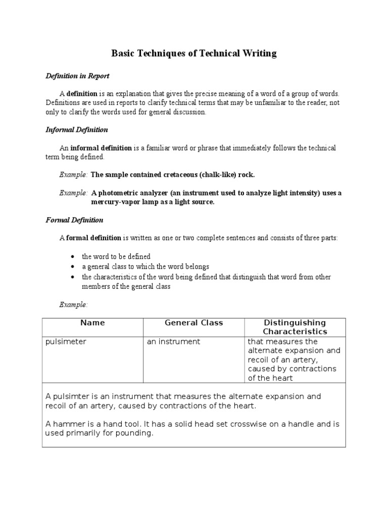 Technical writing definition picture