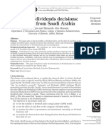 Corporate Dividends Decisions - Evidence From Soudi Arabia