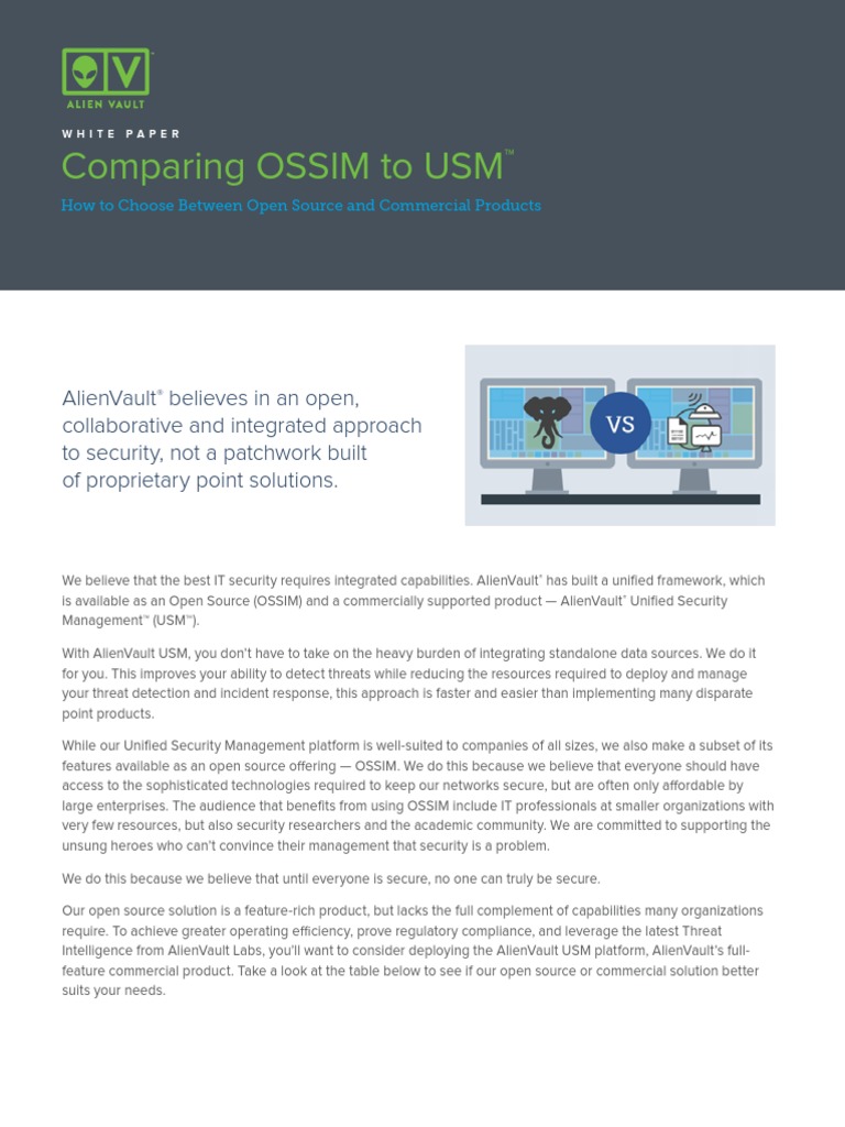 OSSIM Vs Commercial White Paper | PDF | Threat (Computer) | Computer ...