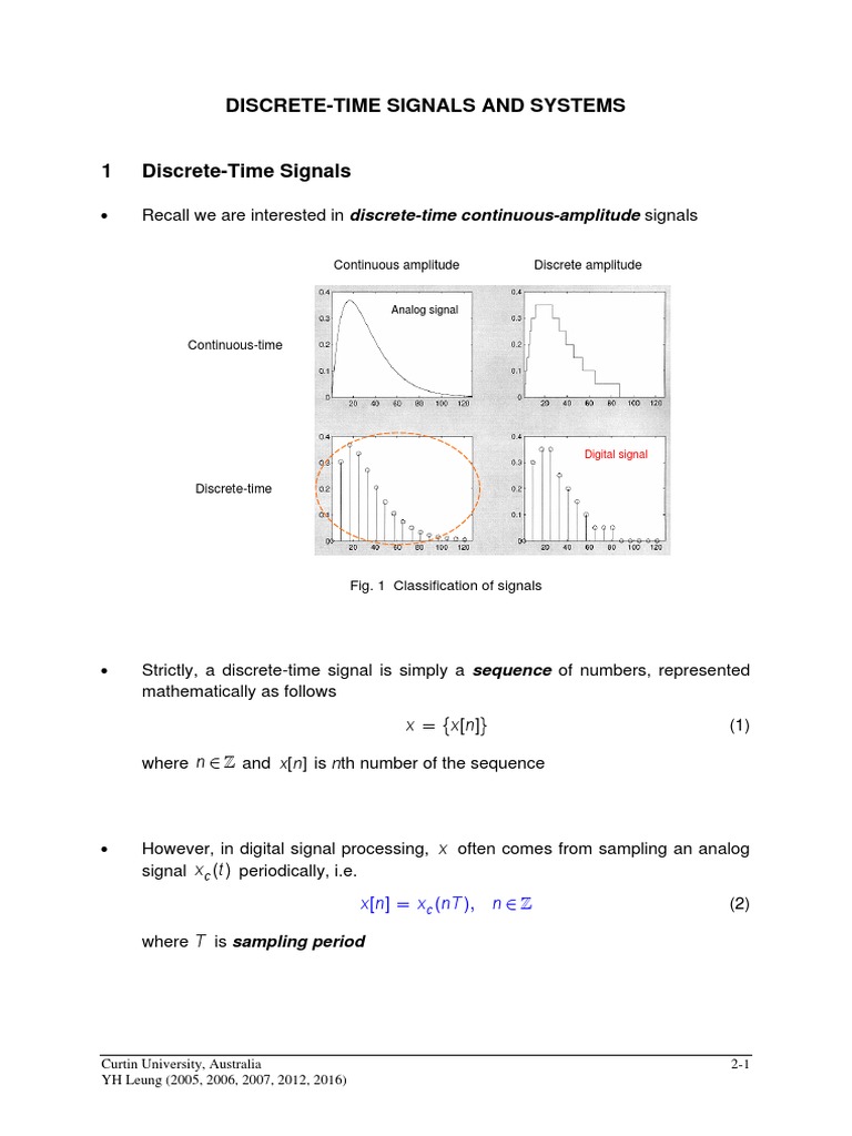 Discrete-Time Signals Overview | PDF | Systems Science | Functions And ...