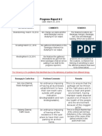 Progress Report # 2: Activities/Dates Comments Remarks