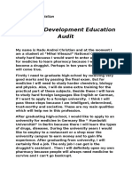 Personal Development Education Audit: Radu Andrei Christian Class: 10E