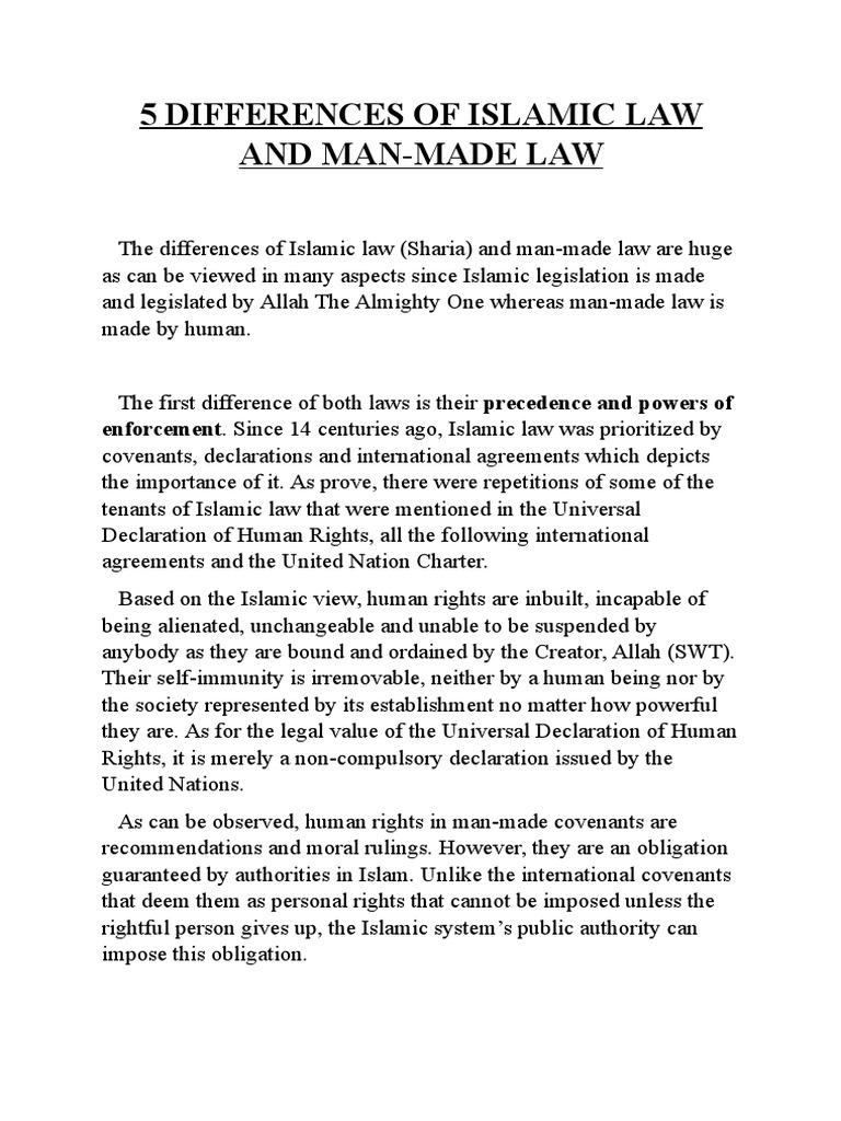 Islamic Law vs. Man-Made Law Differences | PDF | God In Islam | Sharia
