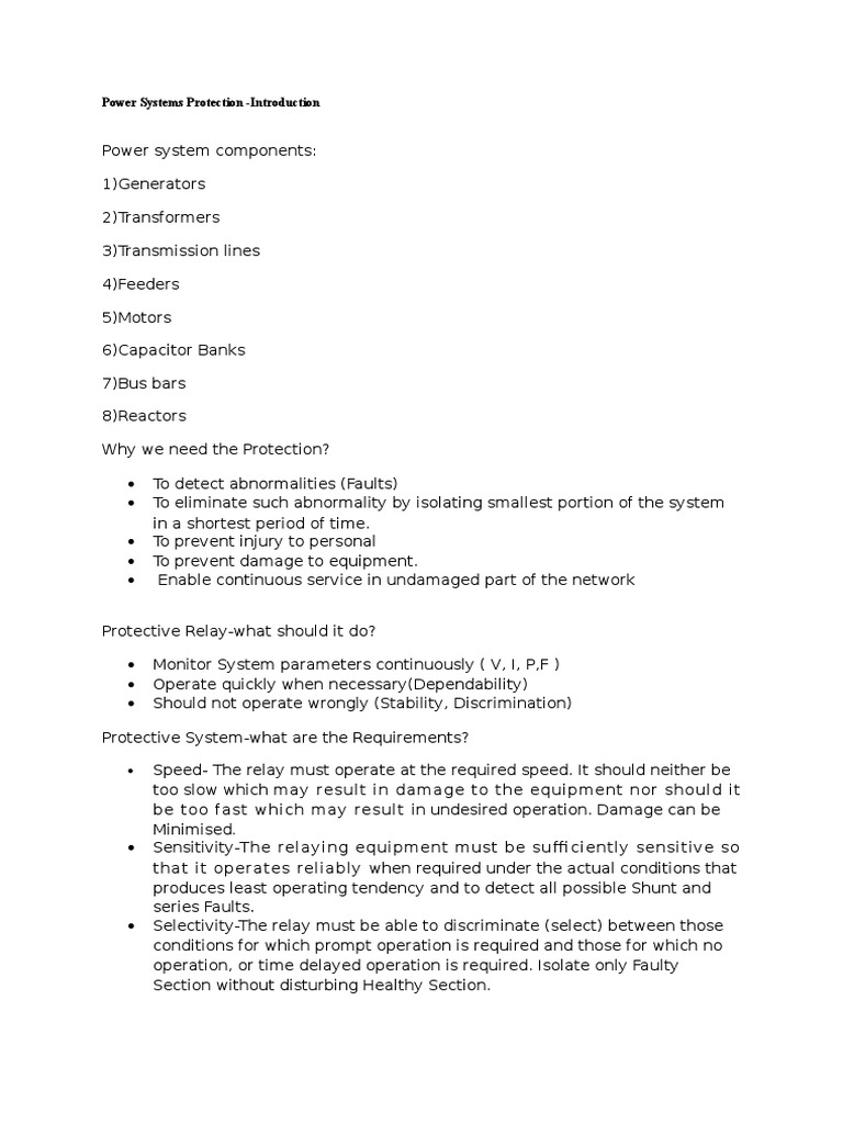 Power Systems Protection Introduction PDF
