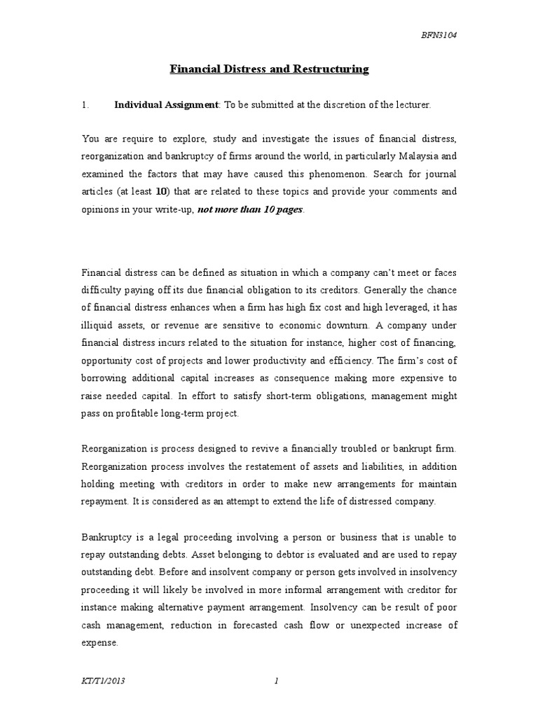 Financial Distress and Corporate Restructuring | PDF | Insolvency ...