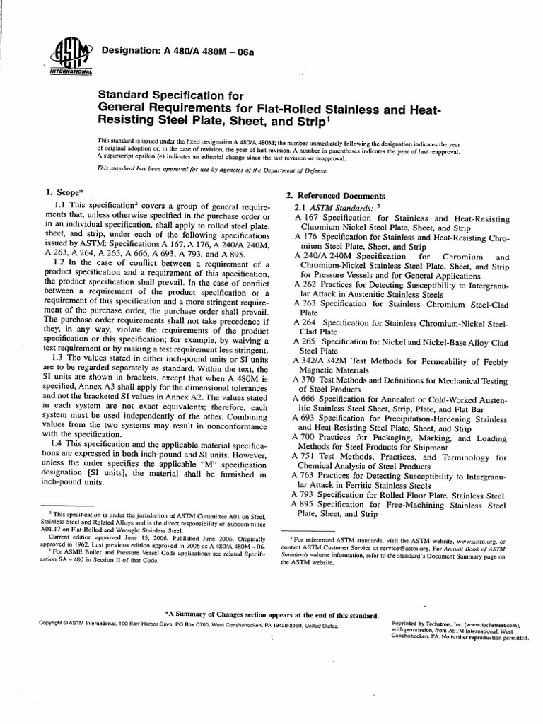 ASTM - A 408 - A480M - 06a PDF | PDF