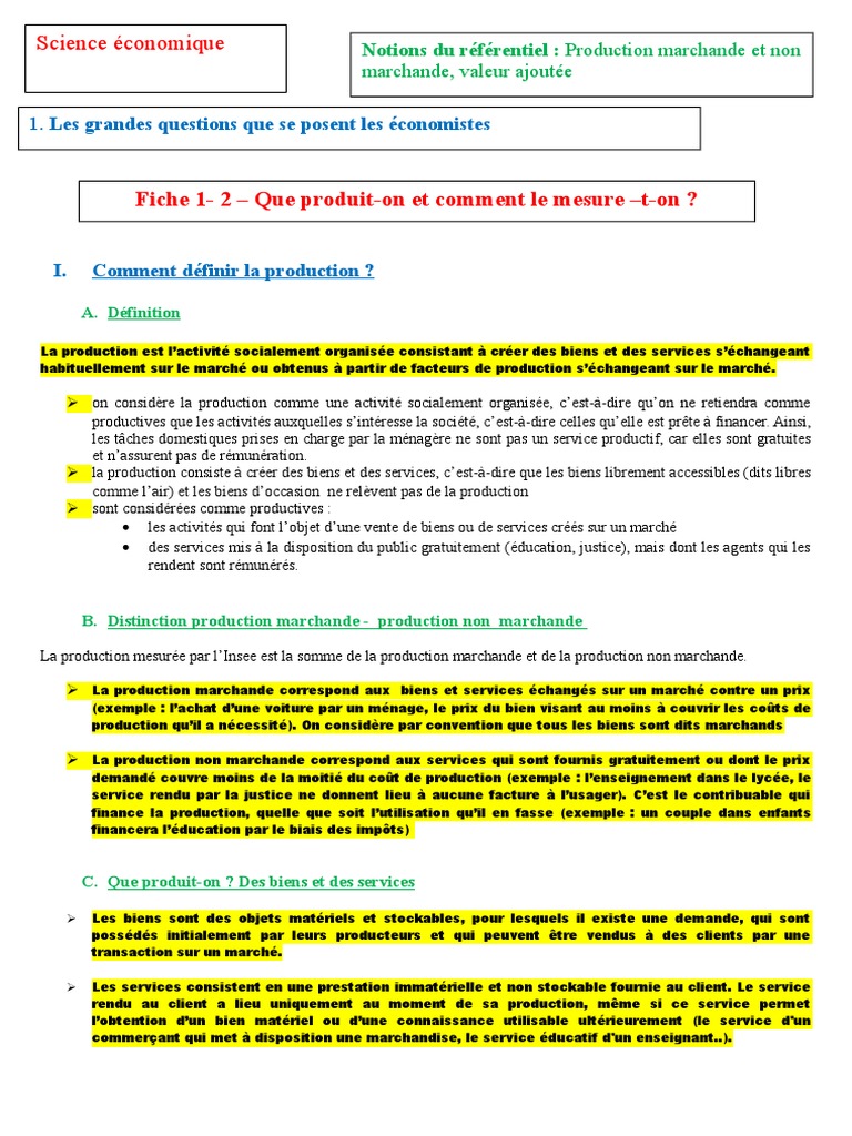 Définition et mesure de la production | PDF | Valeur ajoutée | Produit ...