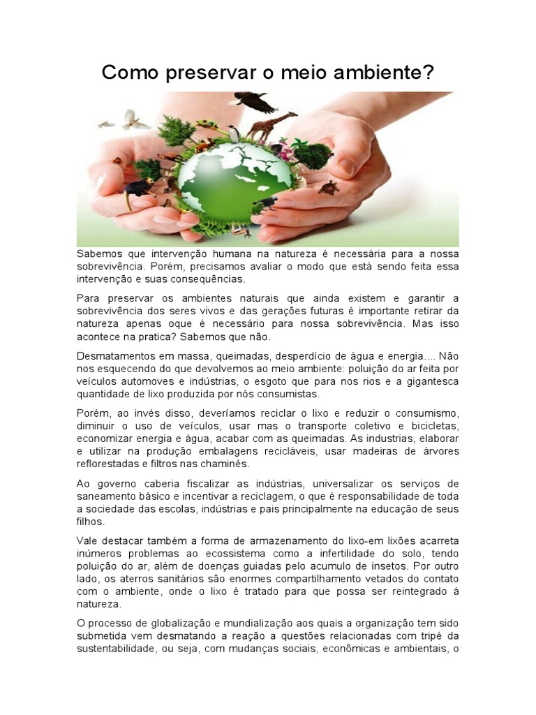 Como Preservar o Meio Ambiente - 2 | PDF | Reciclagem | Desperdício