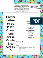 Compi Lation of 10 Math Quest Ions From Grade 1 To Grade 6