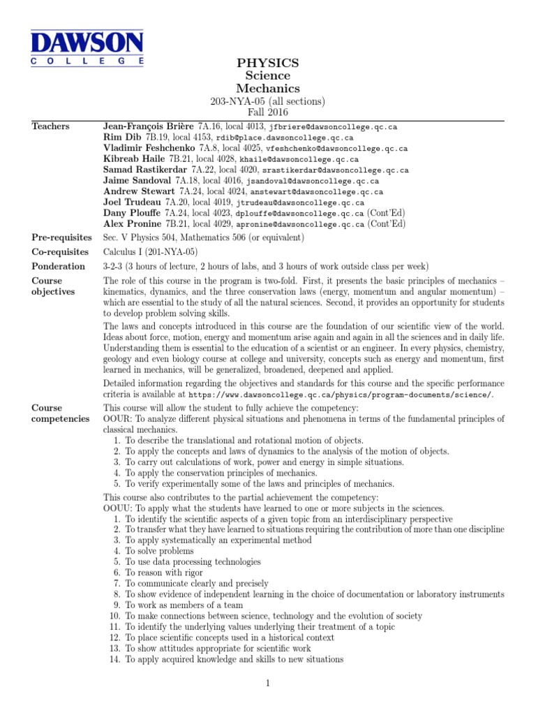 203 NYA 05 - Fall2016 | PDF | Science | Physics