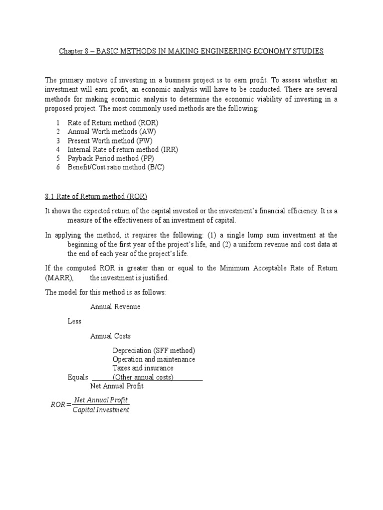 Engineering Economy Analysis Methods | PDF | Internal Rate Of Return ...