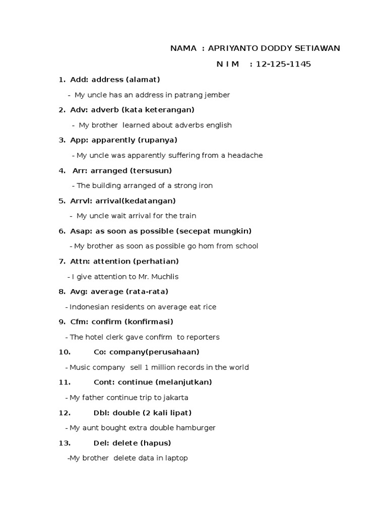 English Abbreviations and Examples | PDF | Language Arts & Discipline