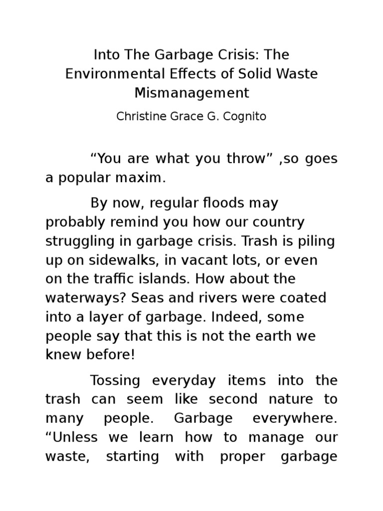 garbage management essay in english