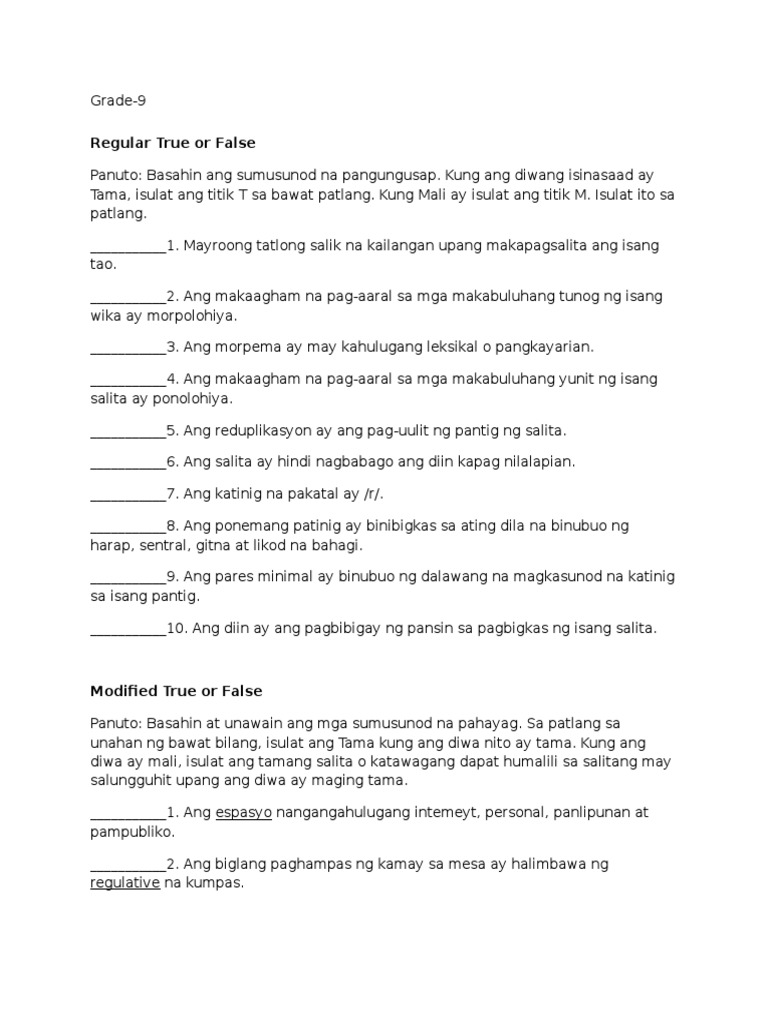 True or False11 | PDF