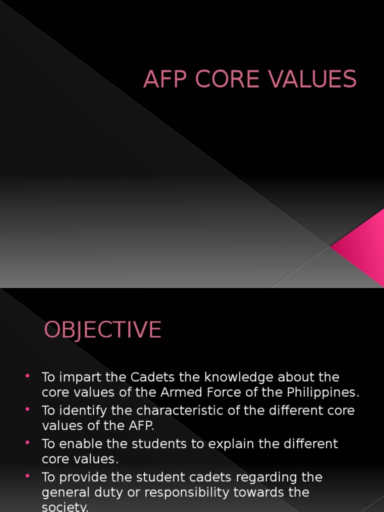 AFP Core Values and Standards of Conduct | PDF | Value (Ethics) | Courage