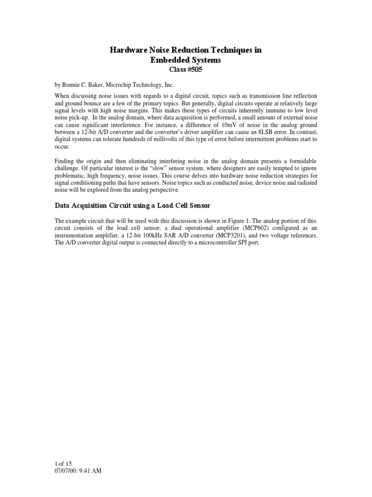 Hardware Noise Reduction Techniques in Embedded Systems PDF Capacitor Analogue Electronics