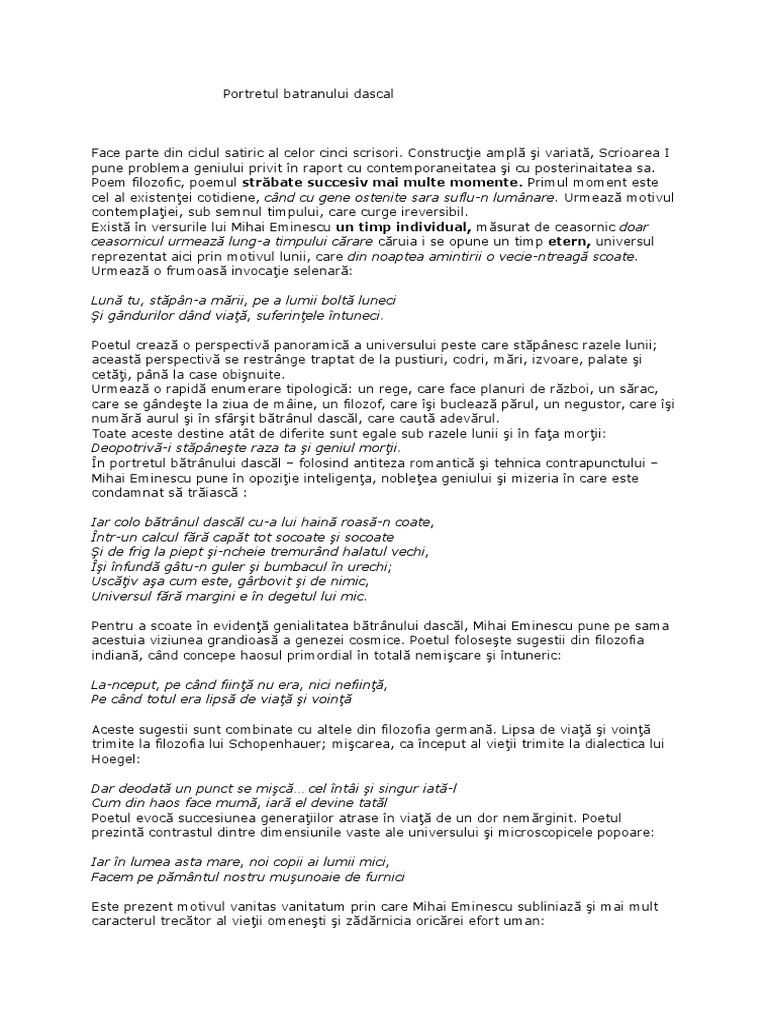 Portretul Batranului Dascal | PDF