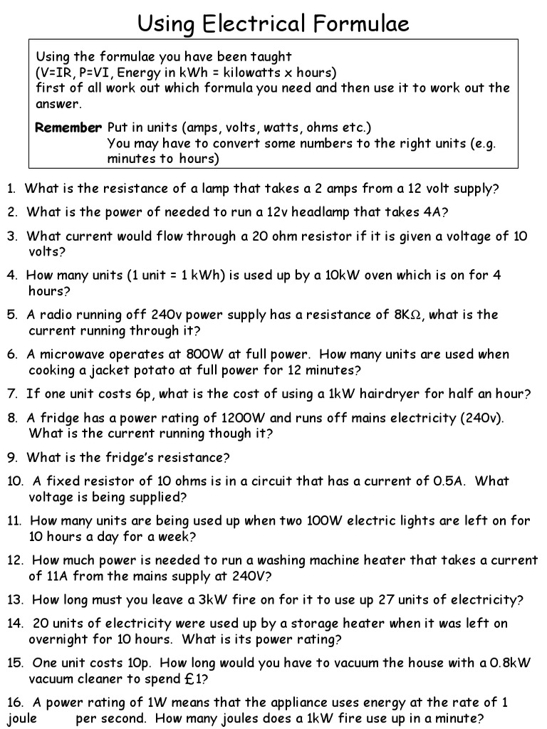 Electrical Cost and Resistance Calculations | PDF | Electrical ...