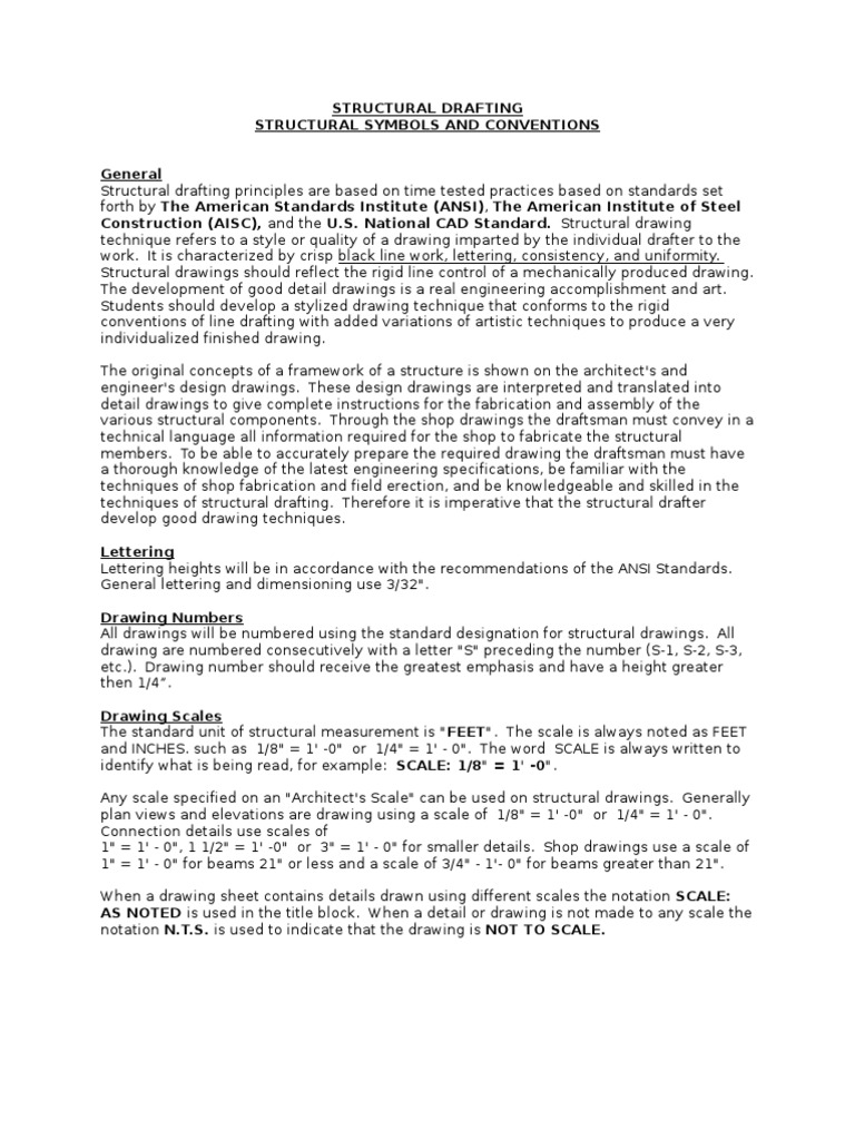 Structural Symbols and Conventions PDF Technical Drawing Drawing