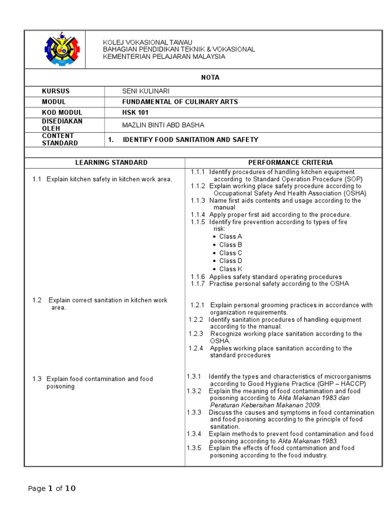 1 - Food Sanitation and Safety Print | PDF