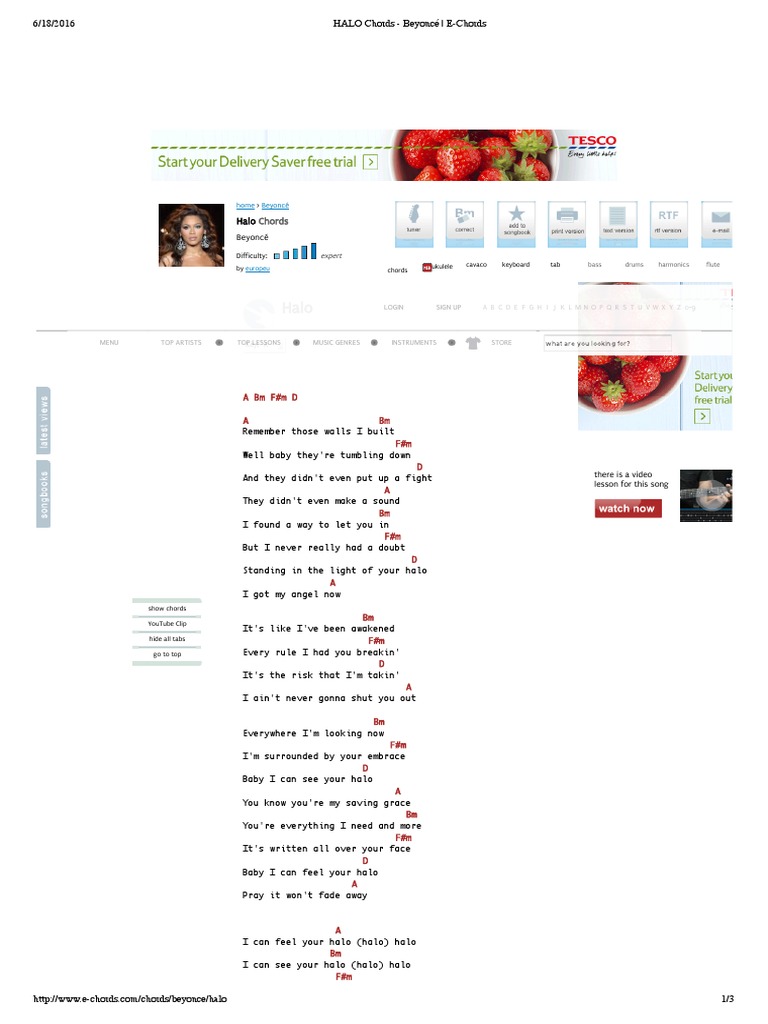 HALO Chords - Beyoncé - E-Chords | PDF | Pop Songs | American Pop Songs