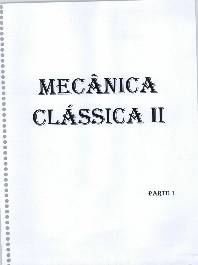 Caderno Mecânica Clássica Ii Parte01 Pdf Equações De Movimento Massa
