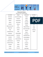 Harmon - Personal Values List and Exercise - Phily and Chicago PDF