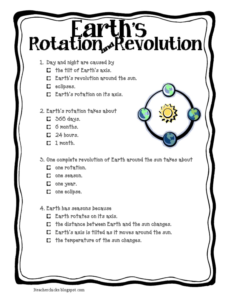 Earths Rotation And Revolution Quiz