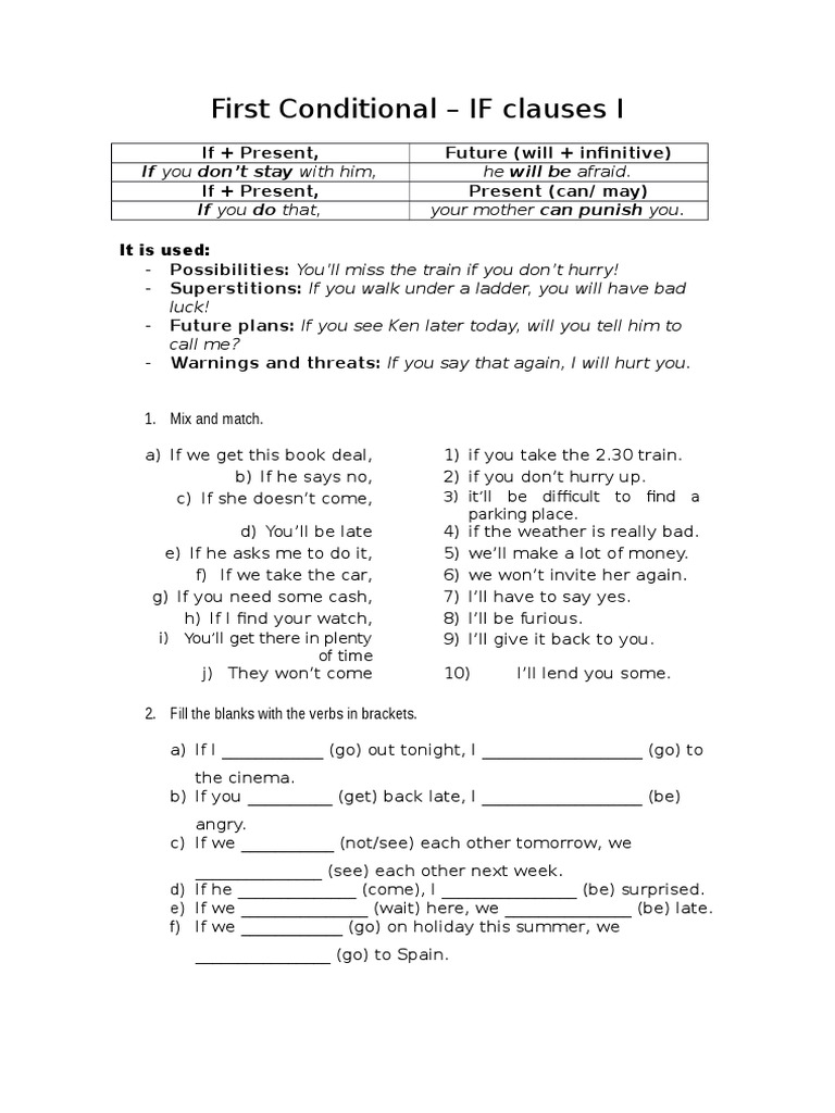 First Conditional - IF Clauses I: If You Don't Stay With Him, If You Do ...
