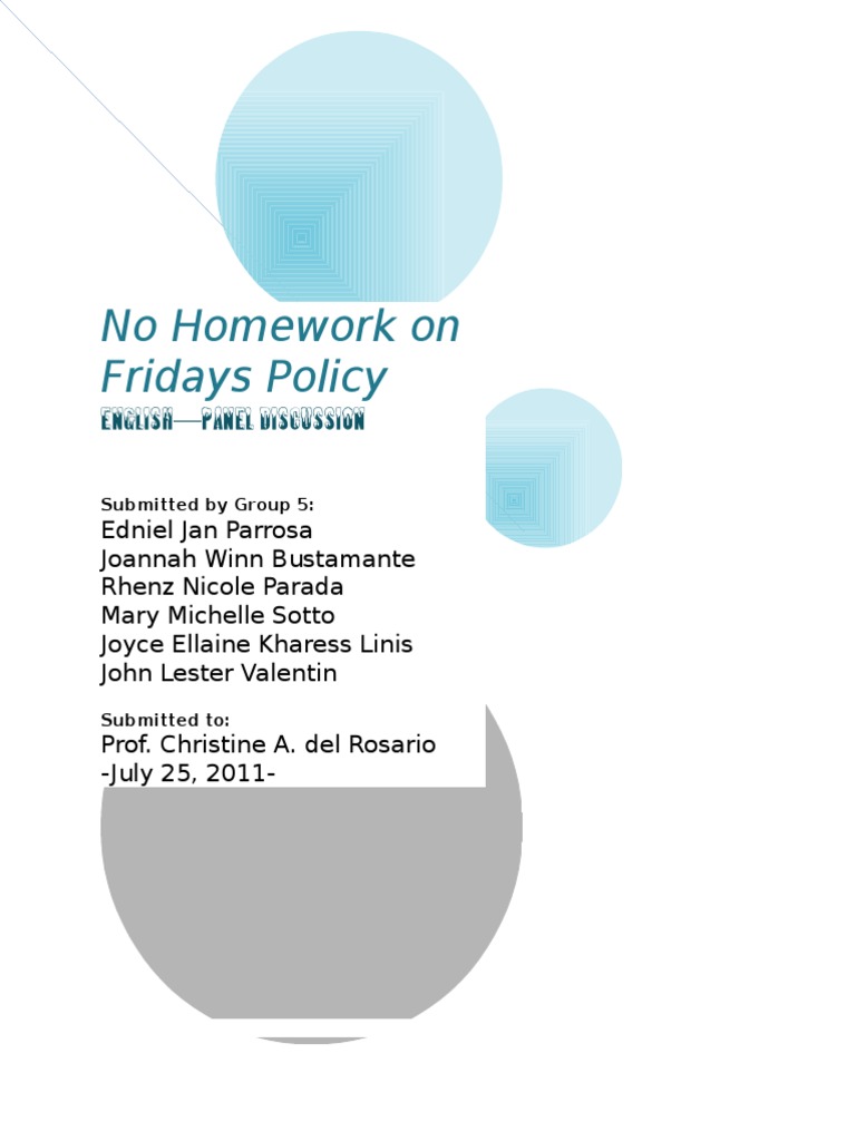 English - No Homework On Fridays Policy | PDF | Homework | Leisure