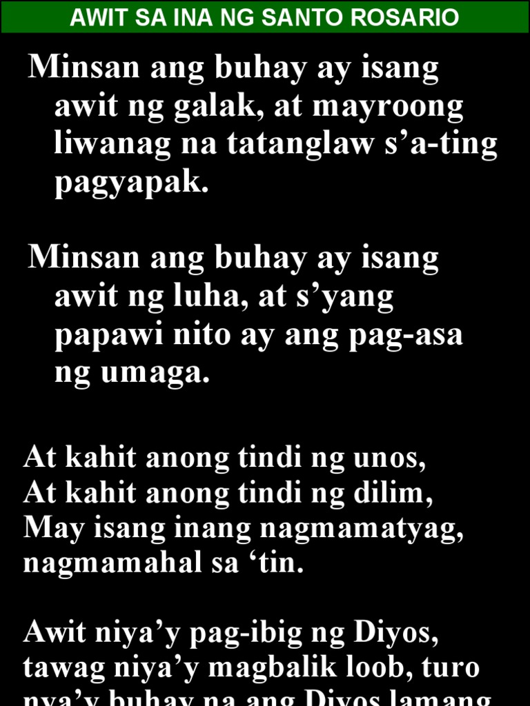 Awit Ng Santo Rosaryo Lyrics - MosOp
