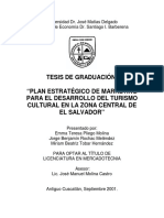 Tesis de Graduación - Plan Estratégico de Marketing para El Desarrollo Del Turismo Cultural en La Zona Central de El Salvador