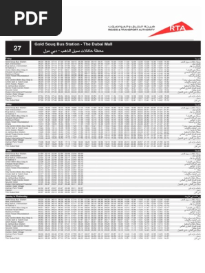 Gold Souq Bus Station Route 27 - Gold Souq Bus Station To The Dubai Mall Dubai Bus Service Timetable |  Pdf | Dubai | United Arab Emirates