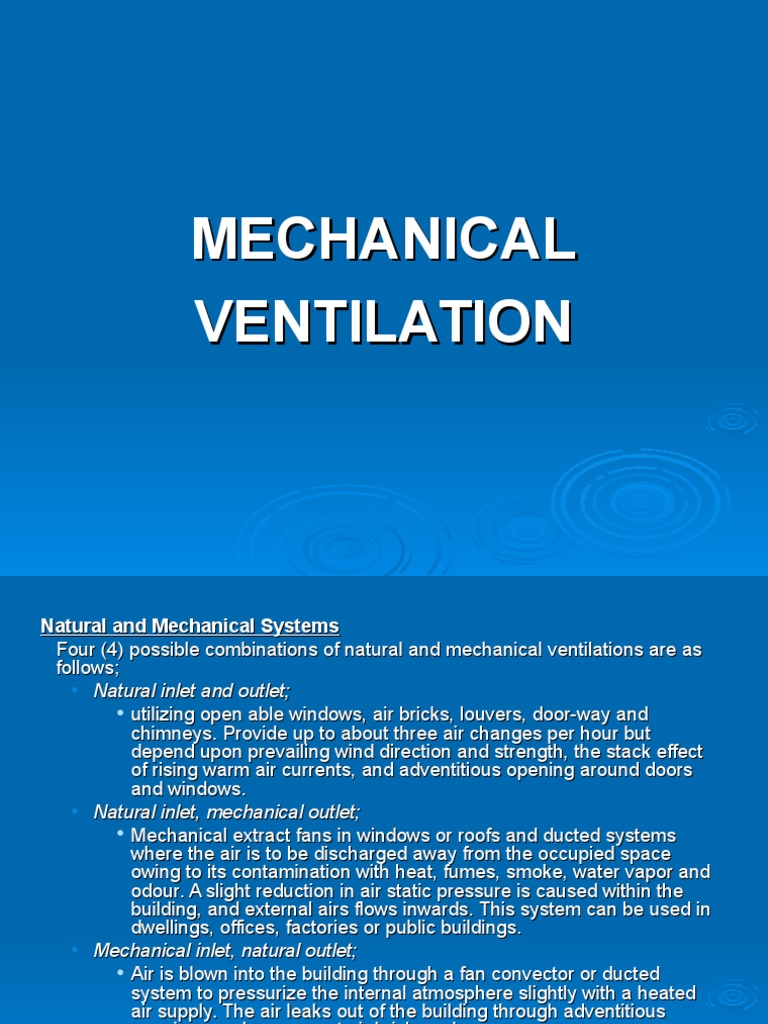 Types of Mechanical Ventilation Systems | PDF | Mechanical Fan ...