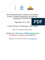 Proceedings of The Third International Conference On Computer Science, Computer Engineering, and Education Technologies (CSCEET2016), Poland, September 2016