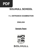 Solihull School 11+ English Sample Paper