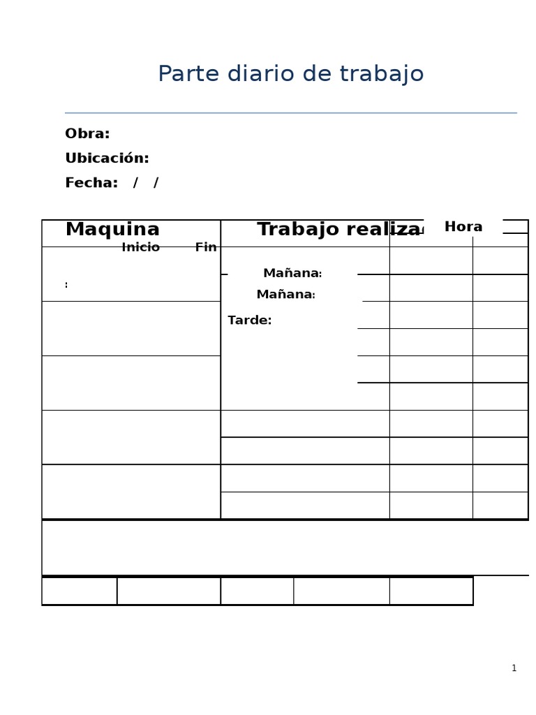Parte Diario de Trabajo | PDF