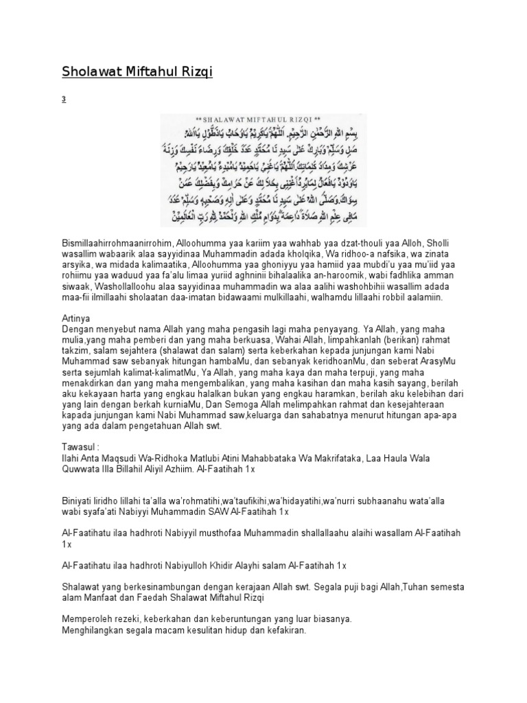 Sholawat Miftahul Rizqi
